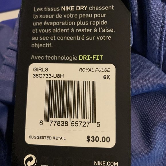 Nike Leggings Girls 6X Royal Blue Dri-Fit Stretch Elastic‎ Waist Pull-On 7381 - Picture 4 of 5